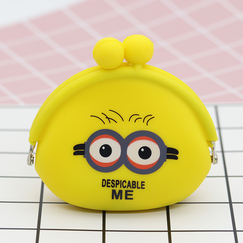 小黃人便攜硅膠錢包，卡扣設(shè)計(jì)硅膠零錢包