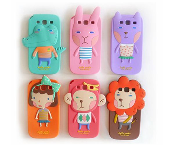 卡通動(dòng)物硅膠手機(jī)殼，全包防摔手機(jī)套-硅膠套